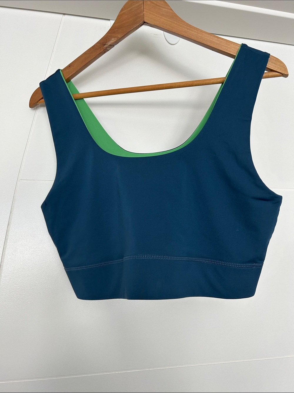 Fabletics Navy Sports Bralette with Green Lining
